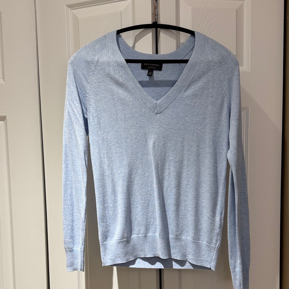 Banana Republic Sky Blue V-Neck Sweater